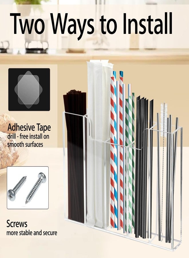 حامل منظم شفاطات أكريليك من وياي، مناسب للخزائن والطاولات، موزع شفاطات بخمسة فتحات مع طريقتين للتركيب، مناسب للمطابخ والمقاهي والحانات، شفاف - Image 5