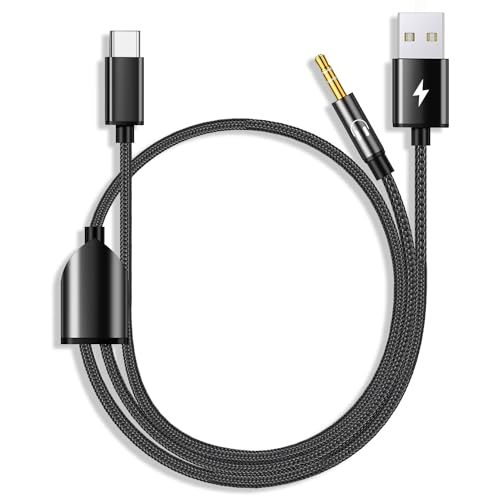 Azddur USB C to 3.5mm Aux Cable, 2 in 1 USB C to 3.5mm Car Stereo Aux Headphone Jack Cable with PD 18W Charging Compatible with iPhone 17/17Pro/16/16e/15 Pro Max, Galaxy S25/S24/S23/S22/S23FE, Pixel 9/8/7 - Image 1
