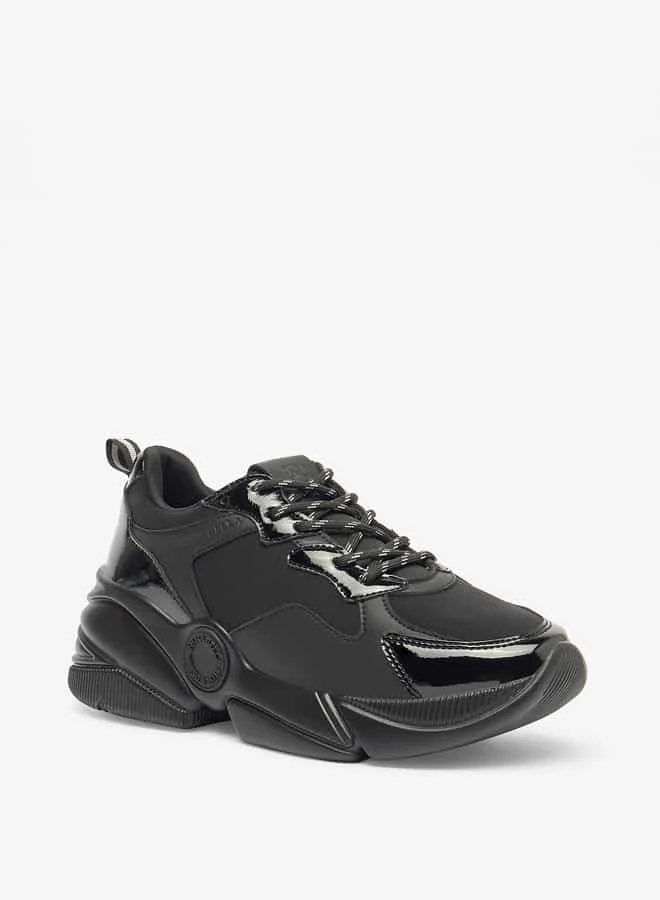 Flora Bella By Shoexpress Women Monotone Lace-Up Low Ankle Sneakers with Pull Tabs