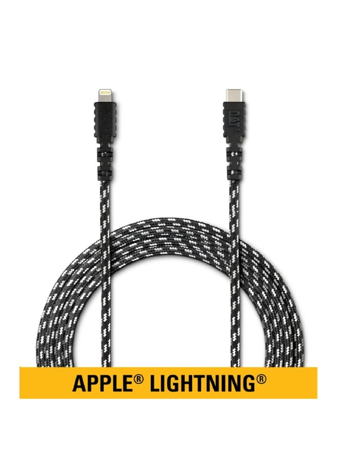CAT كابل شحن سريع من أبل بتقنية MFI مع موصل لايتنينج إلى USB-C بطول 10 أقدام باللونين الأسود والأبيض  - Image 1
