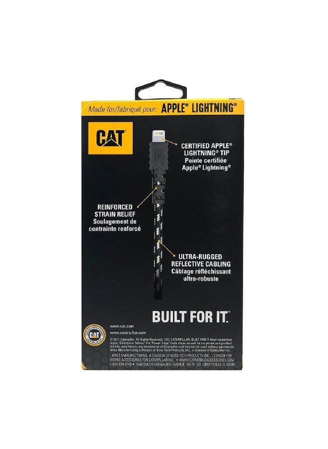 CAT كابل شحن سريع من أبل بتقنية MFI مع موصل لايتنينج إلى USB-C بطول 10 أقدام باللونين الأسود والأبيض  - Image 3
