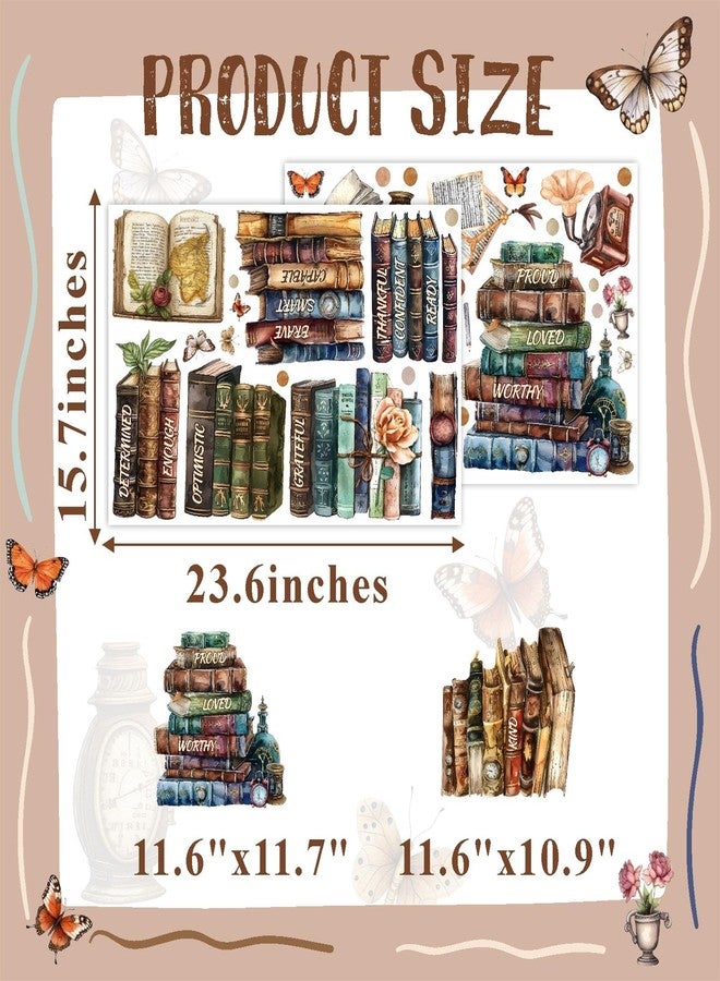 إيزما ملصقات نوافذ على شكل كتب عتيقة، ملصقات مزدوجة الجوانب للنوافذ الزجاجية، ملصقات للفصول الدراسية ورياض الأطفال، ملصقات كتب مائية قابلة للتقشير واللصق، ملصقات لتزيين جدران المكتبات وغرف الأطفال - Image 4