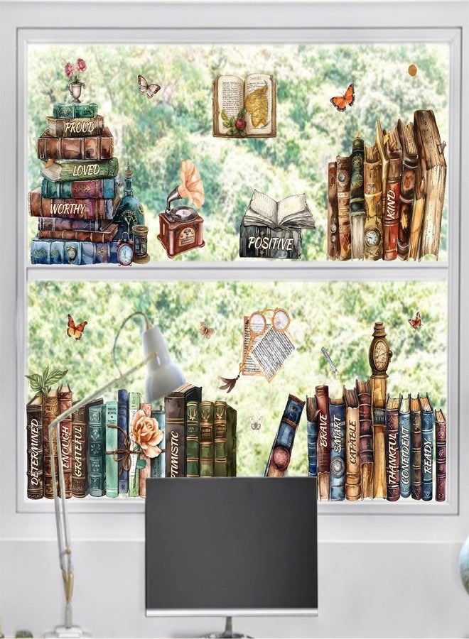 إيزما ملصقات نوافذ على شكل كتب عتيقة، ملصقات مزدوجة الجوانب للنوافذ الزجاجية، ملصقات للفصول الدراسية ورياض الأطفال، ملصقات كتب مائية قابلة للتقشير واللصق، ملصقات لتزيين جدران المكتبات وغرف الأطفال - Image 3