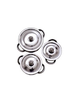 OBLETTER OBLETTER Kitchen Stainless Steel Handi Set with Lid Set Biryani Handi Set for Cooking Serving Baking Prepping Use Set of 3  - Image 2