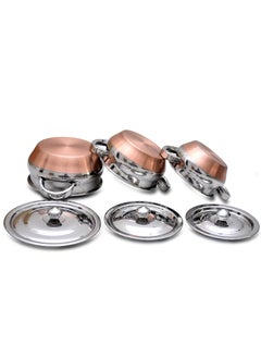 OBLETTER OBLETTER Kitchen Stainless Steel Handi Set with Lid Set Biryani Handi Set for Cooking Serving Baking Prepping Use Set of 3  - Image 3