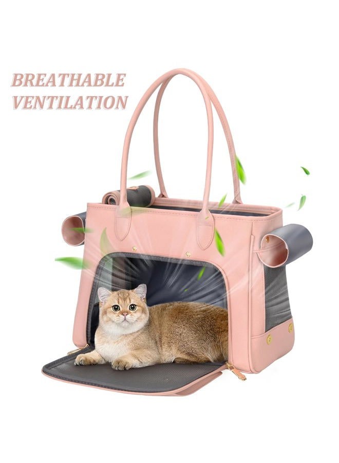 Minsong Fashion Pet Carrier Purse for Small Cat and Dog, Luxury Pu Soft-Sided Tote Bag with Large Pockets for Dogs and Puppies (Pink, 15.8" L x 7.5" W x 11.8" H) - Image 5