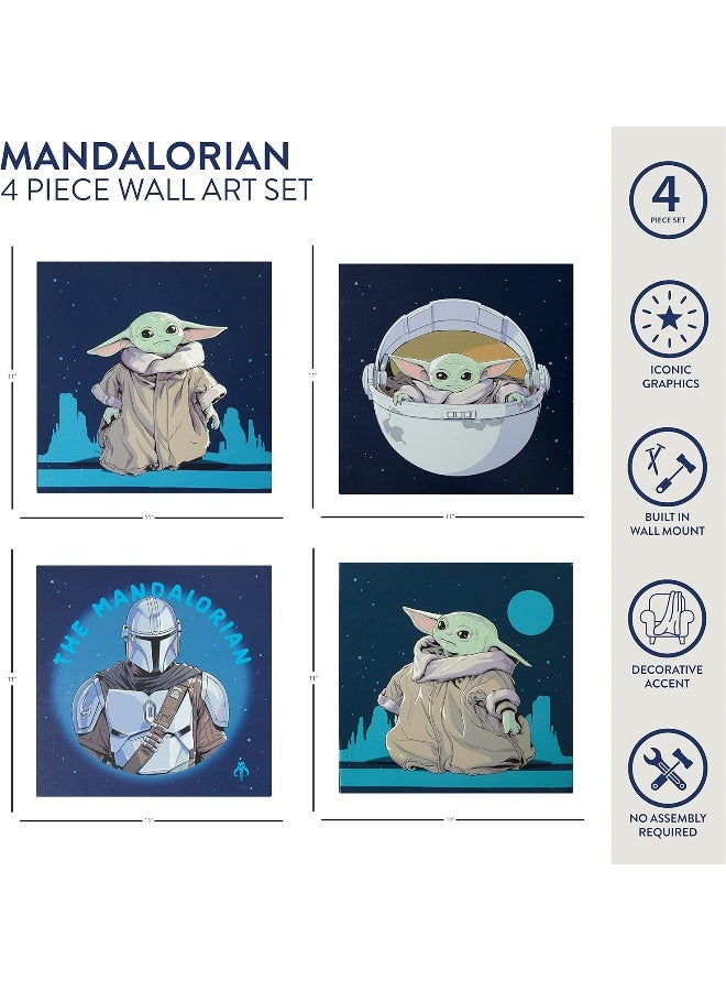 Idea Nuova The Mandalorian featuring Grogu aka The Child 4 Pack Square Canvas Wall Art Set, 11"x11" each - Image 2