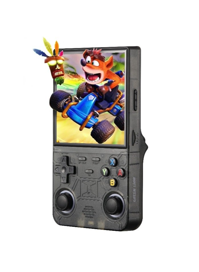 جرين ليون وحدة تحكم ألعاب GP Ultra 4 مع أكثر من 15000 لعبة مدمجة وشاشة IPS HD مقاس 4 بوصات / وقت عمل 7 ساعات / تشغيل Linux / بطاقة TF سعة 64 جيجابايت / واي فاي 2.4 جيجاهرتز / وحدة تحكم محمولة وقابلة لإعادة الشحن - أسود - Image 1