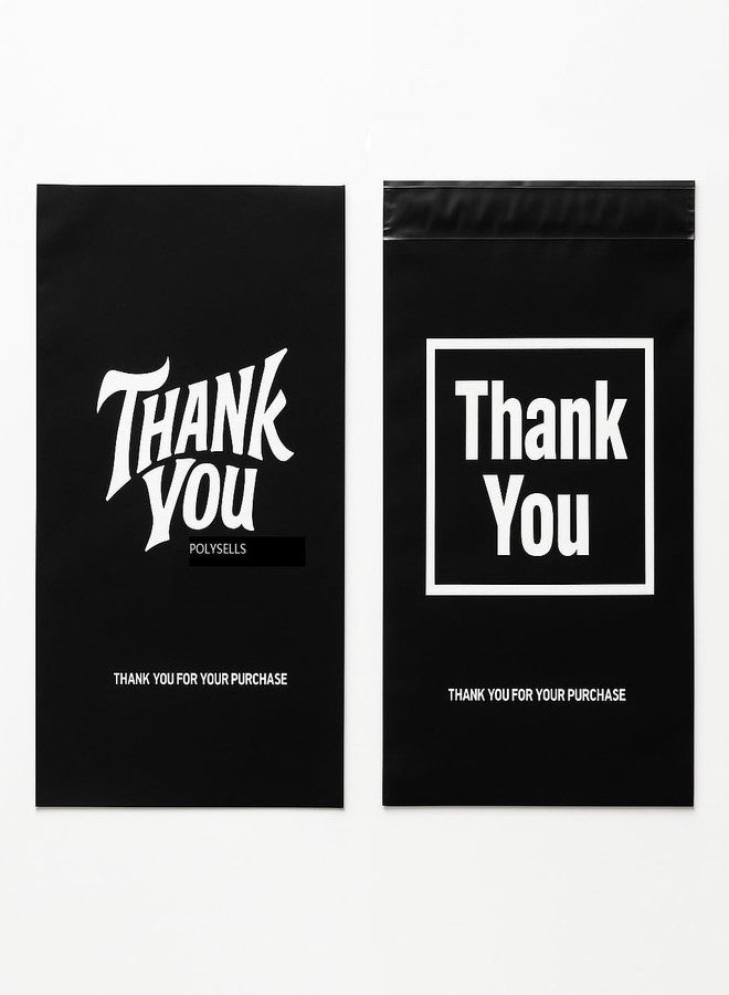 POLYSELLS Thank You Poly Mailers 10x13 inches 100 Pcs Waterproof Self-Sealing Shipping Bags for Clothing | Black - Image 1