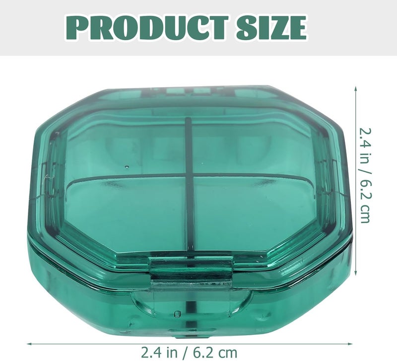 Portable 4-Grid Medicine Organizer Box, Wear-Resistant Sealed Pill Case for Daily and Travel Use, Green Compact Household Pill Organizer for Supplements and Medication - Image 2