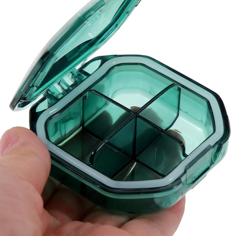 Portable 4-Grid Medicine Organizer Box, Wear-Resistant Sealed Pill Case for Daily and Travel Use, Green Compact Household Pill Organizer for Supplements and Medication - Image 4