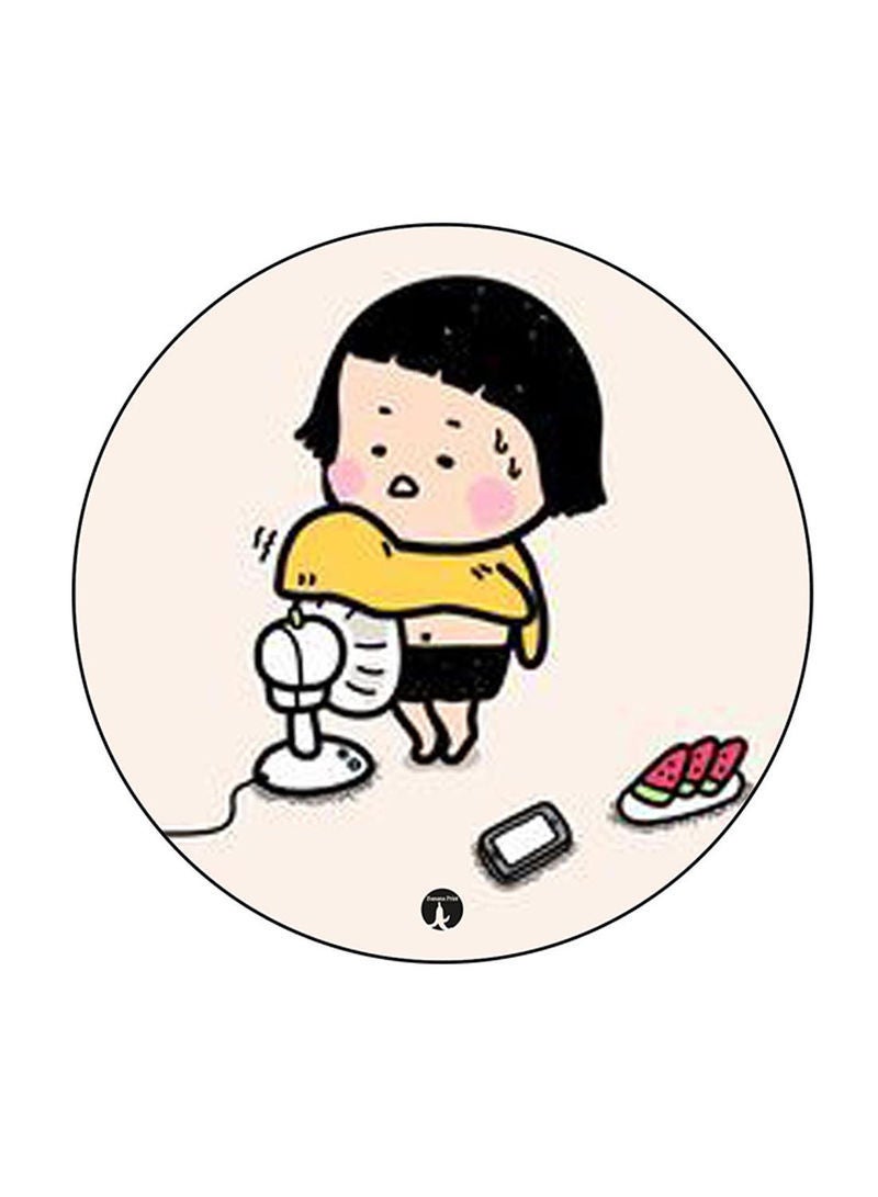 RKN Girl Printed Mouse Pad Round  Multicolour