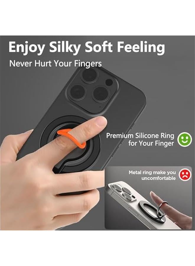 Magnetic Phone Grip Holder with Silicone Finger Strap for Mag-Safe Ring Holder Stand, Adjustable Kickstand for iPhone 16 Pro Max Plus 15 14 13 12, Compatible with Wireless Charging  - Image 2