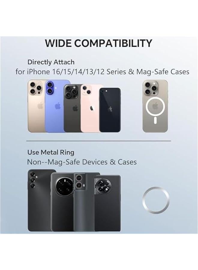 Magnetic Phone Grip Holder with Silicone Finger Strap for Mag-Safe Ring Holder Stand, Adjustable Kickstand for iPhone 16 Pro Max Plus 15 14 13 12, Compatible with Wireless Charging  - Image 5