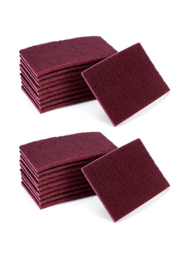 Arabest Scuff Pad Cleaning Pads - 20 Pack, 6 x 9, 7447 Polishing Pads, Aluminum Oxide Hand Pads, Fine Grade, for Automotive Surface Cleaning, Paint Primer, Maroon  - Image 1