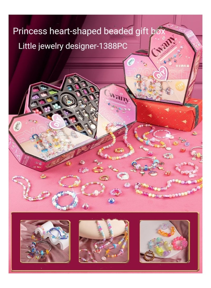 Children's DIY Bracelet Necklace Bead Making Kit Jewelry Box Jewelry Bracelet DIY Handmade Beaded Gift Small Ornament Children's Gift Suitable for 6-14 Years Old Girls  - Image 1