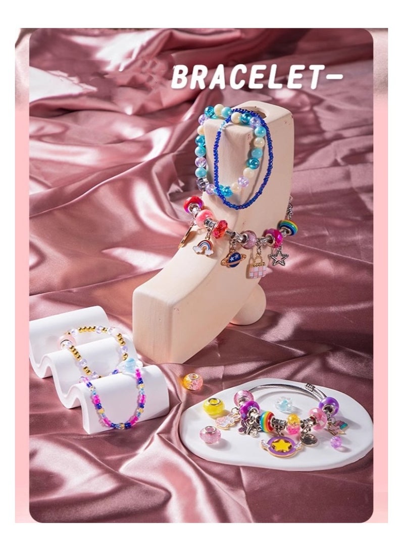 Children's DIY Bracelet Necklace Bead Making Kit Jewelry Box Jewelry Bracelet DIY Handmade Beaded Gift Small Ornament Children's Gift Suitable for 6-14 Years Old Girls  - Image 4
