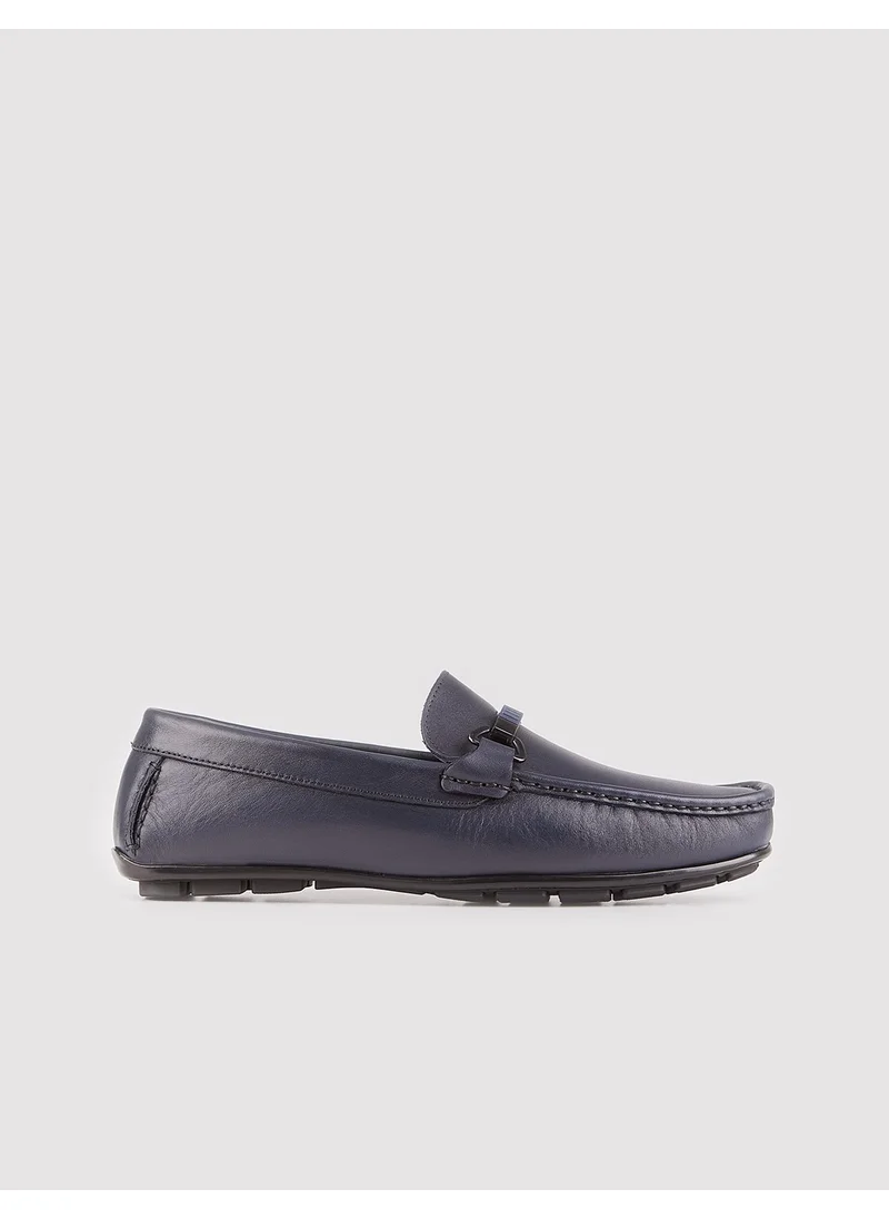 Cabani Men's Genuine Leather Specially Designed Navy Blue Loafer Shoes