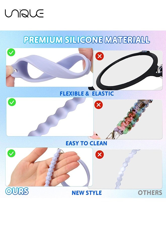 Unique 2PCS Water Bottle Handle Strap,Silicone Water Bottle Sling Compatible with Stanley Water Cup Accessories Water Bottle Holder with Strap Fits Most 8-40oz Water Bottles(White and Purple)  - Image 3