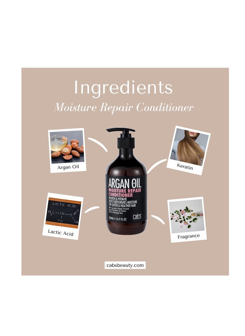 Cab's Professional Cab's Argan Oil Moisturizing Conditioner (500ml/16.9 Fl Oz) Hydrating Color Protection Dry Damage Curly Frizzy Thinning Color Treated Hair Repair Organic Paraben Sulfate Free All Hair Types  - Image 3