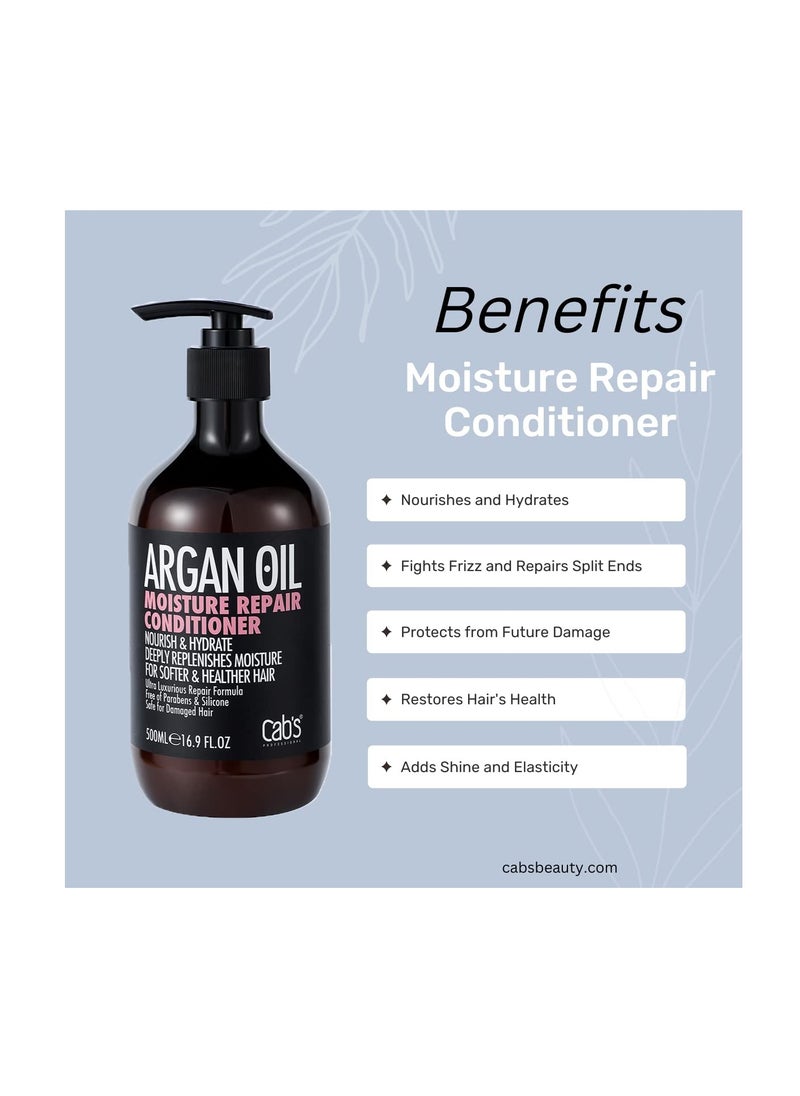 Cab's Professional Cab's Argan Oil Moisturizing Conditioner (500ml/16.9 Fl Oz) Hydrating Color Protection Dry Damage Curly Frizzy Thinning Color Treated Hair Repair Organic Paraben Sulfate Free All Hair Types  - Image 2