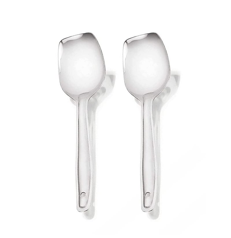 BLUE WONDER BLUE WONDER BLUE WONDER Stainless Steel Cooking Small Square Ladle Set of 2 Silver  - Image 1