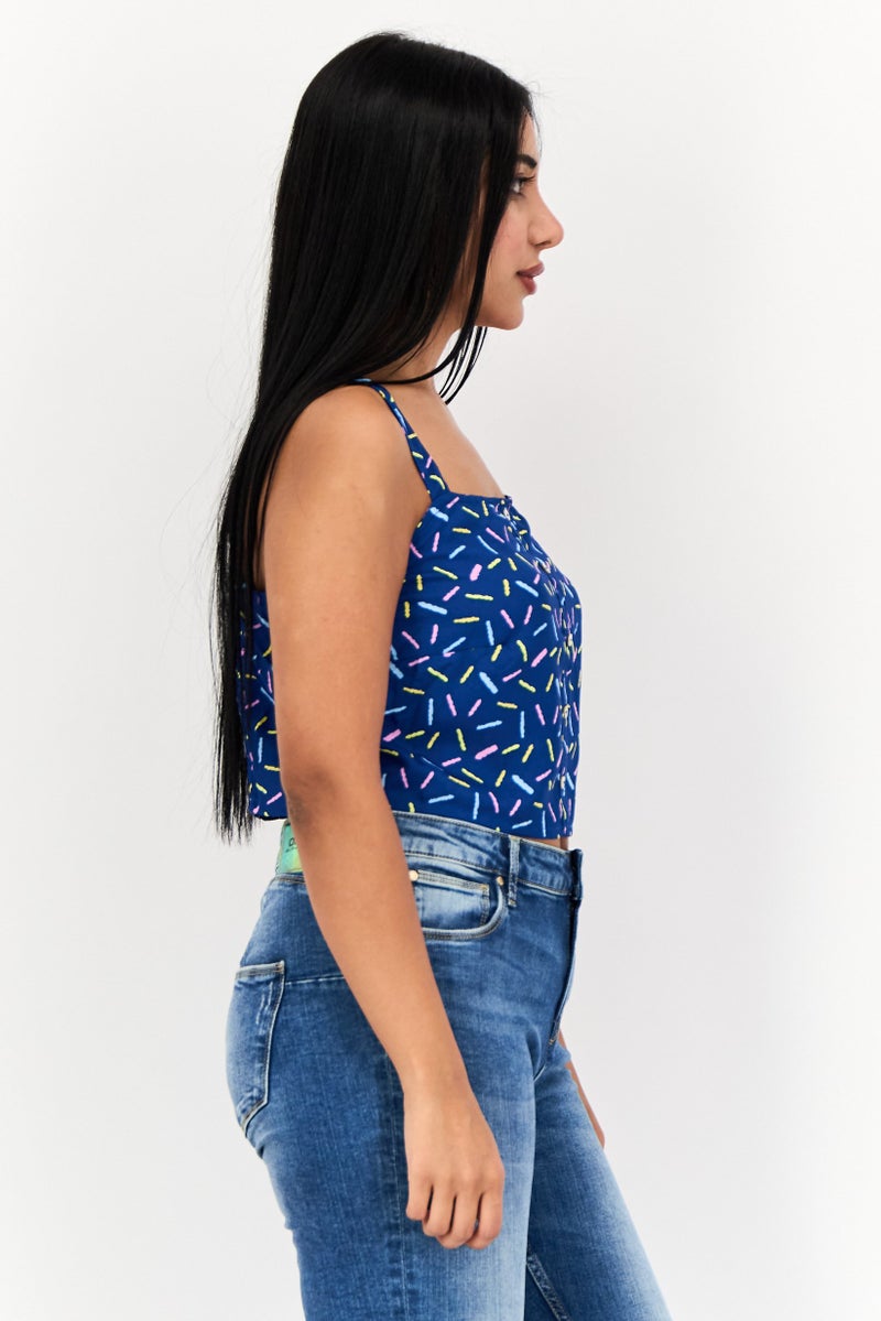 ONLY Women Square Neck Sleeveless Allover Print Tank Top, Multicolor - Image 2