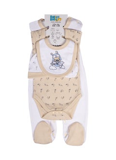 Babies Basic 5 Piece Unisex 100% Cotton Gift Set Include Bib, Romper, Mittens, Cap And Sleepsuit/Jumpsuit  - Image 5