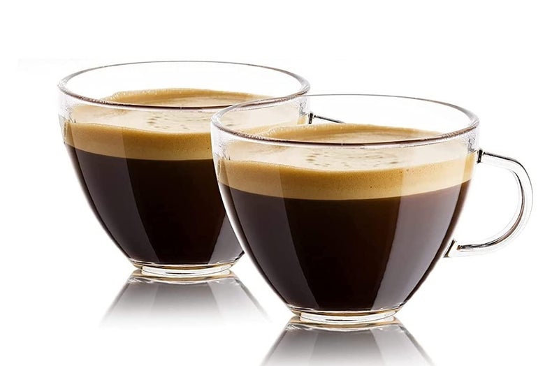 VILON Italian Premium Glass Tea Cup Set | Coffee Mugs with Handle Transparent Drinking Cup for Milk, Cappuccino, Hot Chocolate & Cold Beverages | 210ml | Set of 6 (Round Tea Cup 6) - Image 2