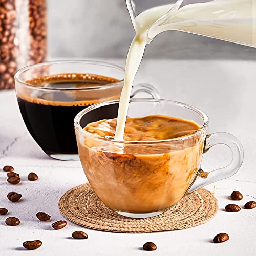 VILON Italian Premium Glass Tea Cup Set | Coffee Mugs with Handle Transparent Drinking Cup for Milk, Cappuccino, Hot Chocolate & Cold Beverages | 210ml | Set of 6 (Round Tea Cup 6) - Image 3