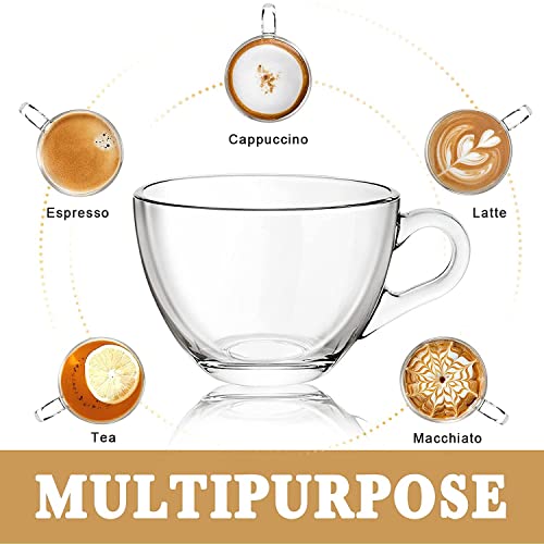 VILON Italian Premium Glass Tea Cup Set | Coffee Mugs with Handle Transparent Drinking Cup for Milk, Cappuccino, Hot Chocolate & Cold Beverages | 210ml | Set of 6 (Round Tea Cup 6) - Image 5