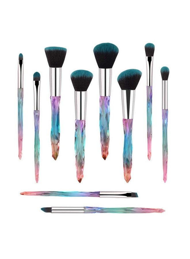 G-Texnik Makeup Brushes 10Pcs Professional Cosmetic Brush Set Special Shiny Foundation Face Powder Brush Eyeshadows Blending Blush Brushes Colorful Plastic Handle (Blue)  - Image 1