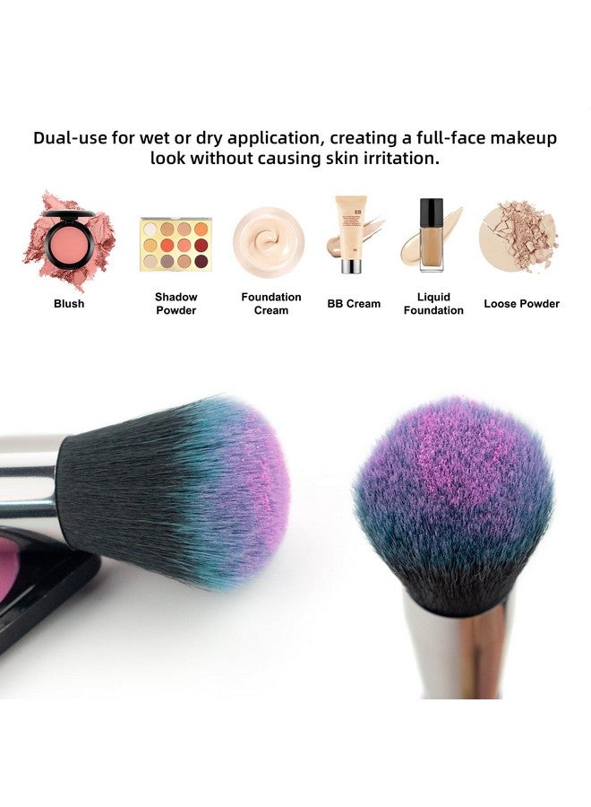 G-Texnik Makeup Brushes 10Pcs Professional Cosmetic Brush Set Special Shiny Foundation Face Powder Brush Eyeshadows Blending Blush Brushes Colorful Plastic Handle (Blue)  - Image 2