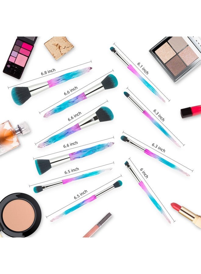 G-Texnik Makeup Brushes 10Pcs Professional Cosmetic Brush Set Special Shiny Foundation Face Powder Brush Eyeshadows Blending Blush Brushes Colorful Plastic Handle (Blue)  - Image 5