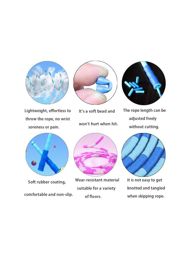 PROMASS حبل قفز مزخرف للأطفال والبالغين - طول قابل للتعديل، حبل قفز خالي من التشابك لللياقة البدنية، التمارين، وفقدان الوزن - خرز ناعم للاستخدام المريح - 3 قطع - Image 5