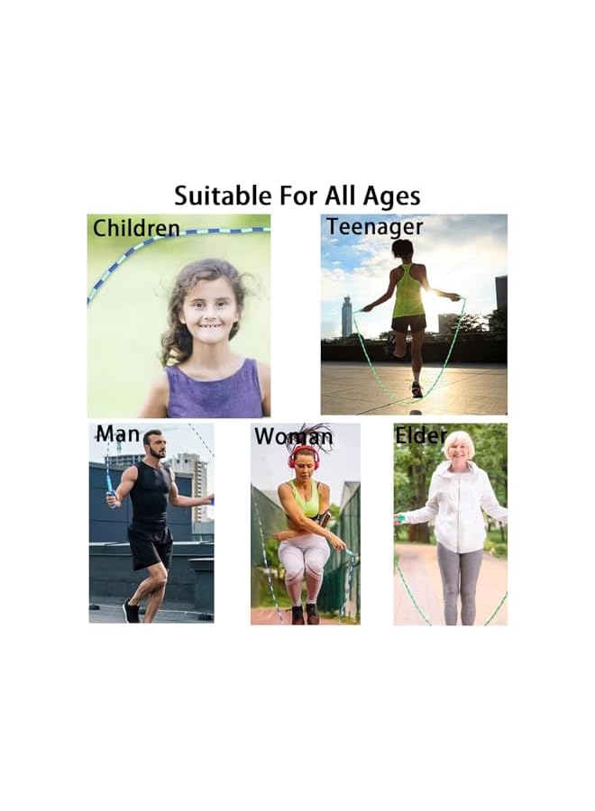 PROMASS حبل قفز مزخرف للأطفال والبالغين - طول قابل للتعديل، حبل قفز خالي من التشابك لللياقة البدنية، التمارين، وفقدان الوزن - خرز ناعم للاستخدام المريح - 3 قطع - Image 3