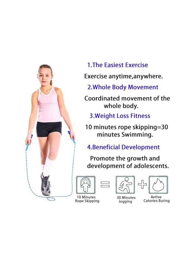 PROMASS حبل قفز مزخرف للأطفال والبالغين - طول قابل للتعديل، حبل قفز خالي من التشابك لللياقة البدنية، التمارين، وفقدان الوزن - خرز ناعم للاستخدام المريح - 3 قطع - Image 4