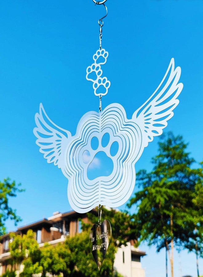 DJUAN Pet Memorial Wind Spinners, Dog Memorial Gifts,Stainless Steel Angel Wings Pet Paw Print,Dogs and Cats Remembrance, Pet Sympathy,Pet Loss Bereavement Gifts - Image 2