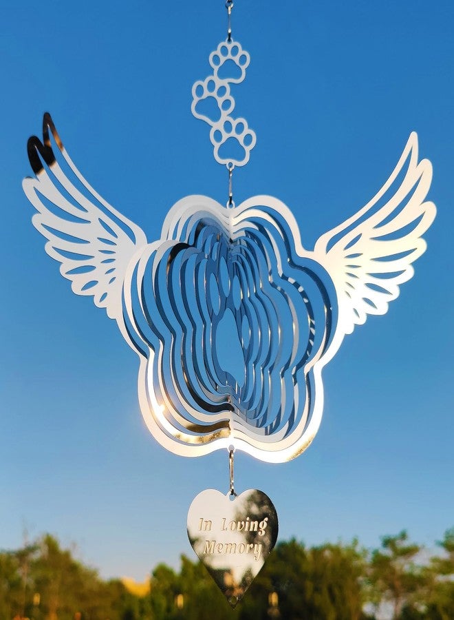 DJUAN Pet Memorial Wind Spinners, Dog Memorial Gifts,Stainless Steel Angel Wings Pet Paw Print,Dogs and Cats Remembrance, Pet Sympathy,Pet Loss Bereavement Gifts - Image 4