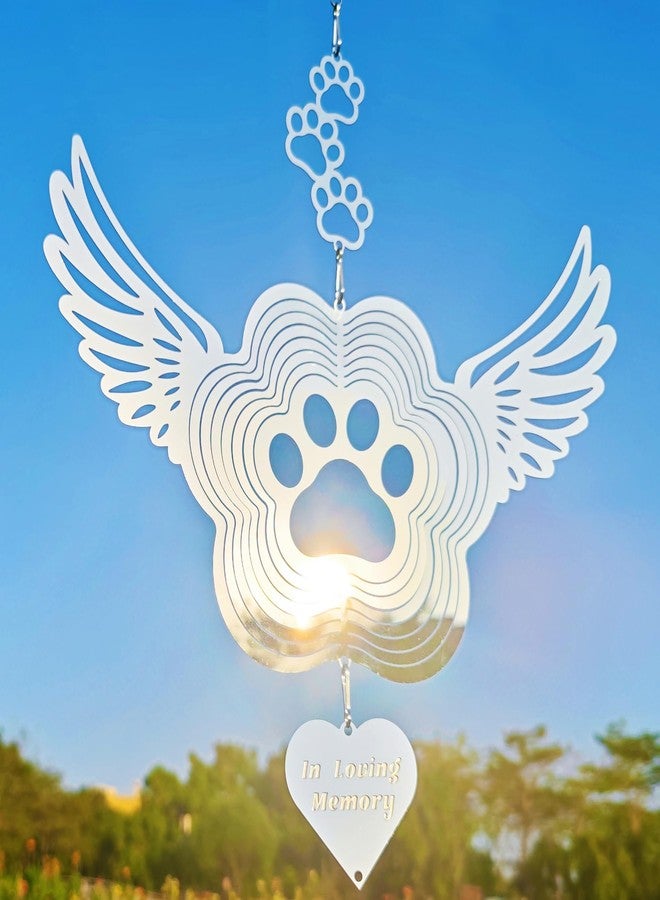 DJUAN Pet Memorial Wind Spinners, Dog Memorial Gifts,Stainless Steel Angel Wings Pet Paw Print,Dogs and Cats Remembrance, Pet Sympathy,Pet Loss Bereavement Gifts - Image 5