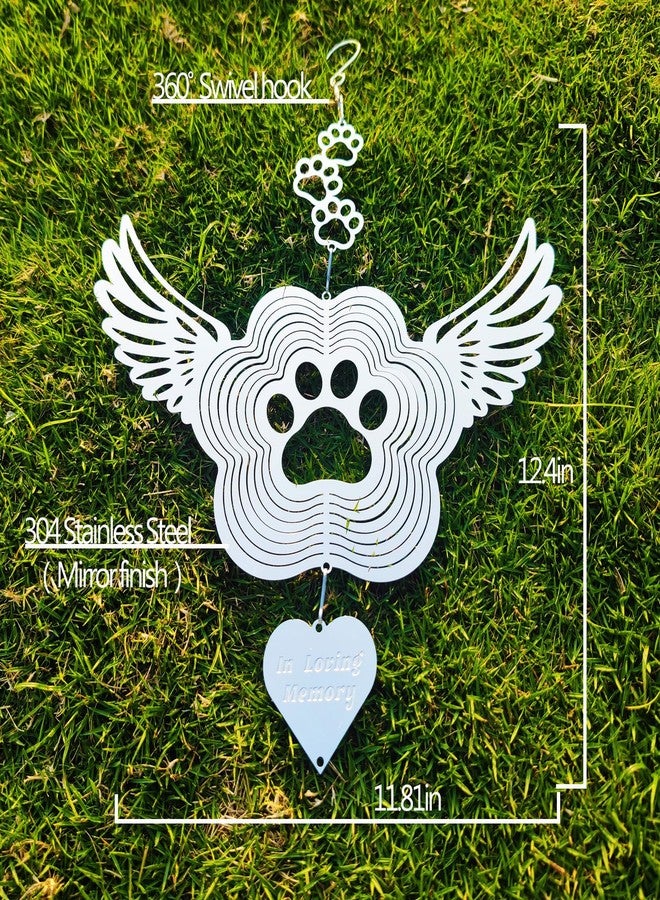 DJUAN Pet Memorial Wind Spinners, Dog Memorial Gifts,Stainless Steel Angel Wings Pet Paw Print,Dogs and Cats Remembrance, Pet Sympathy,Pet Loss Bereavement Gifts - Image 3