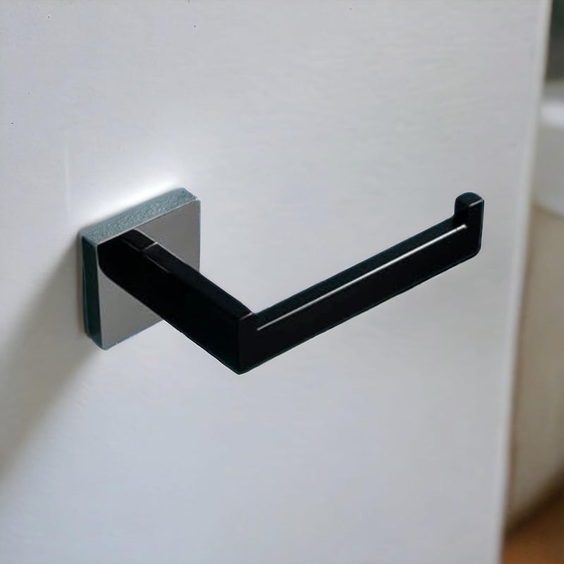 LUXIUR Toilet Paper Roll Holder for Bathroom, Kitchen Tissue Roll Stand, 304 Grade Stainless Steel Wall Mount Hanger for Kitchen Accessories Items, Home and Bathroom Accessories, Chrome Black - Image 1