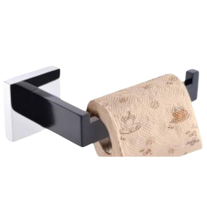 LUXIUR Toilet Paper Roll Holder for Bathroom, Kitchen Tissue Roll Stand, 304 Grade Stainless Steel Wall Mount Hanger for Kitchen Accessories Items, Home and Bathroom Accessories, Chrome Black - Image 2