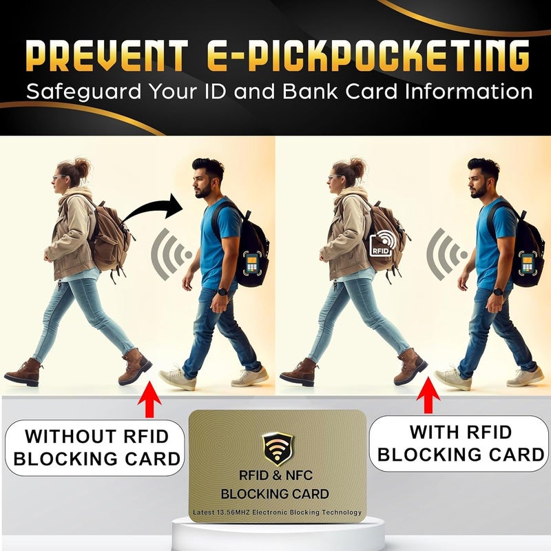 SaiTech IT RFID Blocking Card, 5 Pack One Card Protects Entire Wallet Purse For Men & Women, NFC Contactless Bank Debit Credit Cards Protector ID ATM Guard Card â€“ Golden - Image 3