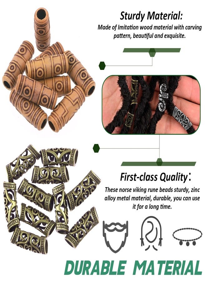 Keadic 299 Pcs 7 Style Viking Hair Beard Bead Assortment Kit Includes Dreadlocks Beads, Pull Hair Pin, Black Rubber Bands and Hair Extension Link Ring for Hair Braiding DIY Jewelry Decoration - Image 3