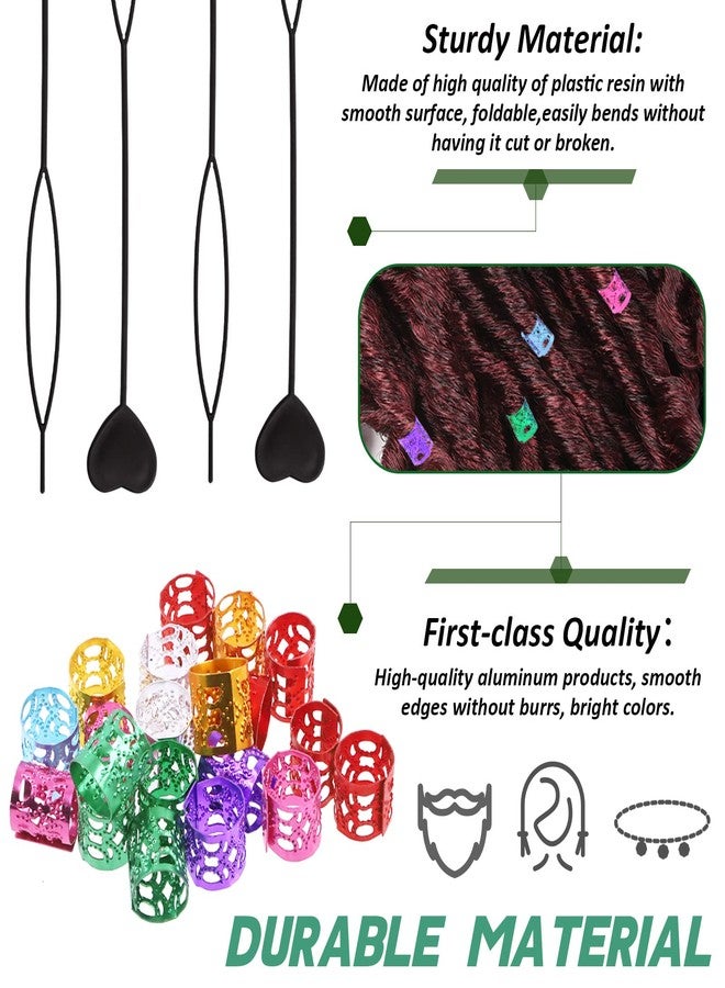 Keadic 299 Pcs 7 Style Viking Hair Beard Bead Assortment Kit Includes Dreadlocks Beads, Pull Hair Pin, Black Rubber Bands and Hair Extension Link Ring for Hair Braiding DIY Jewelry Decoration - Image 4