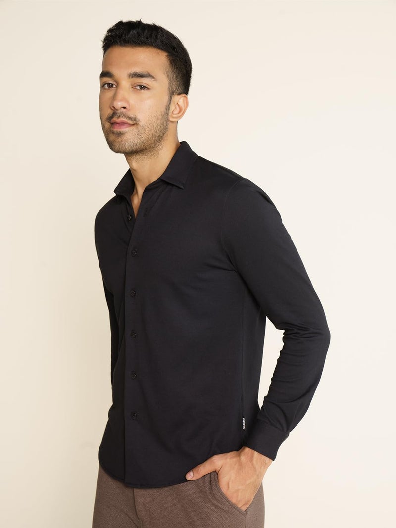 DAMENSCH Constant Cotton Thermoregulating Pique Full Shirts-Pack of 1-Jet Black-XX-Large - Image 5