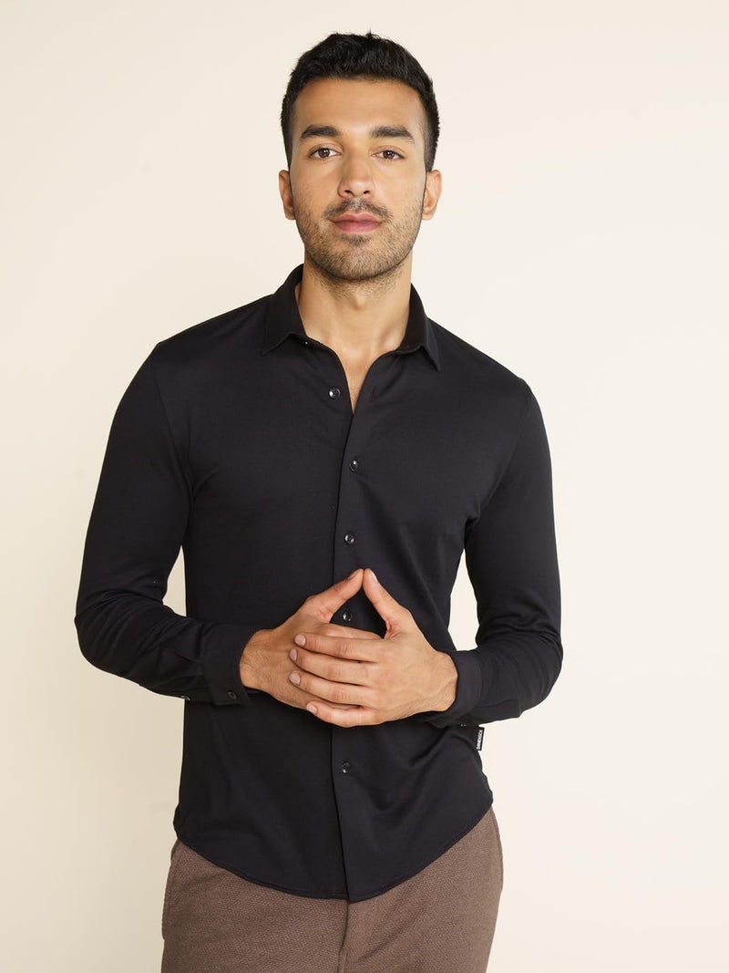 DAMENSCH Constant Cotton Thermoregulating Pique Full Shirts-Pack of 1-Jet Black-XX-Large - Image 4