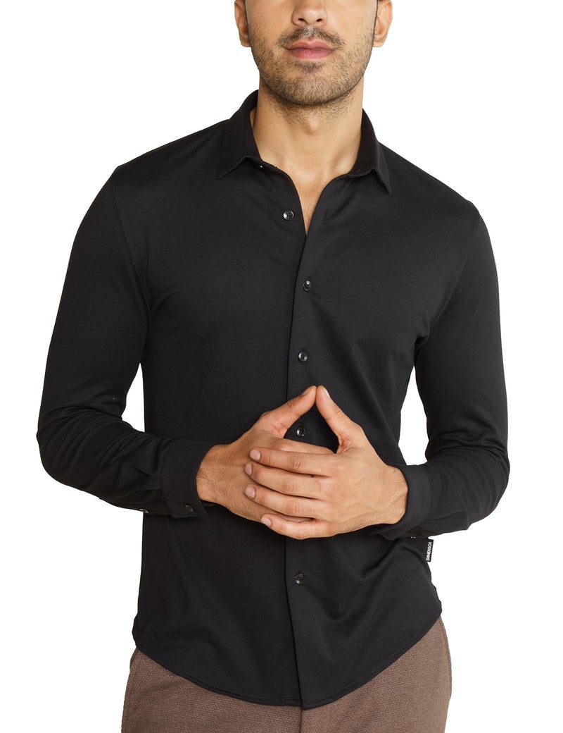 DAMENSCH Constant Cotton Thermoregulating Pique Full Shirts-Pack of 1-Jet Black-XX-Large - Image 1