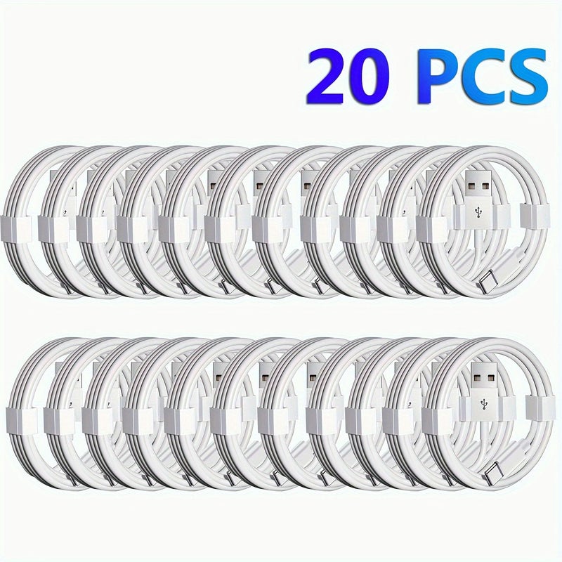 20 Pieces White USB C Fast Charging Cable USB A to C Sync for Apple Galaxy S23 S22 S21 S20 Fold 3 - Image 1